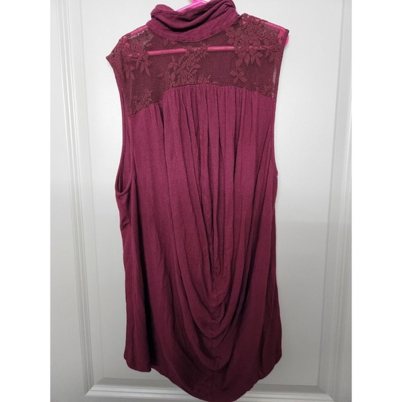 Iris Women Extra Large Red Tunic Embellished Sleeveless Hem Casual Button Up Top - Picture 2 of 4